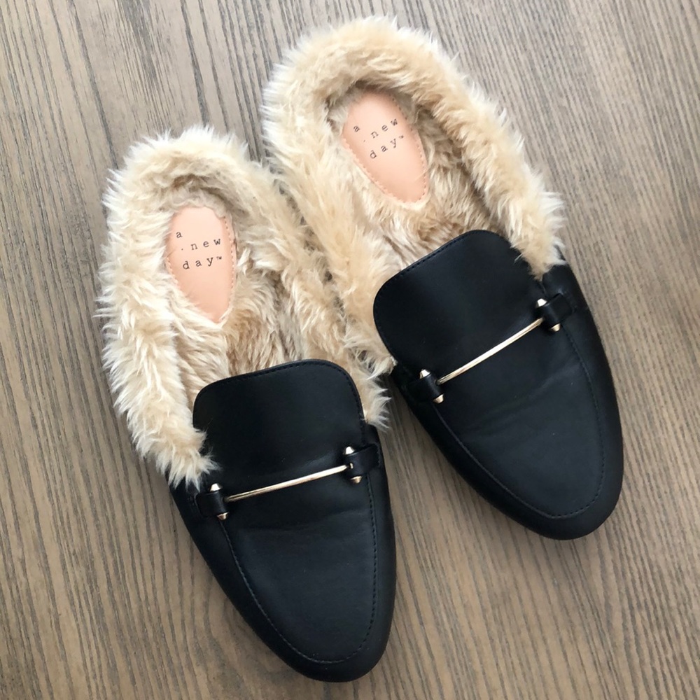 Target women’s Rebe Faux Fur Mules - A New Day 7.5
